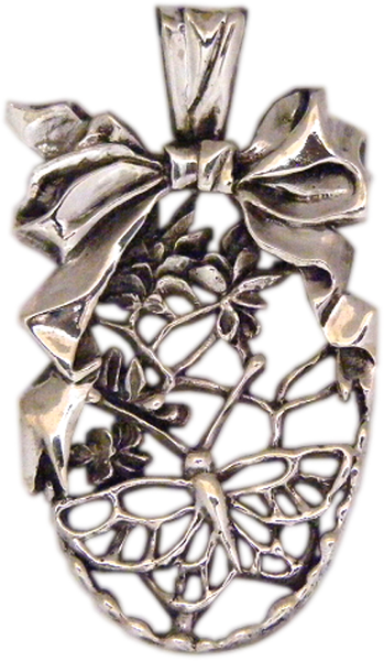 Colgante artesanal en plata de un Lazo y Mariposa