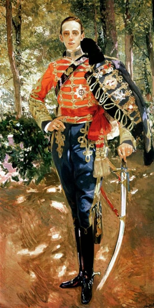 Alfonso XIII con uniforme de húsar